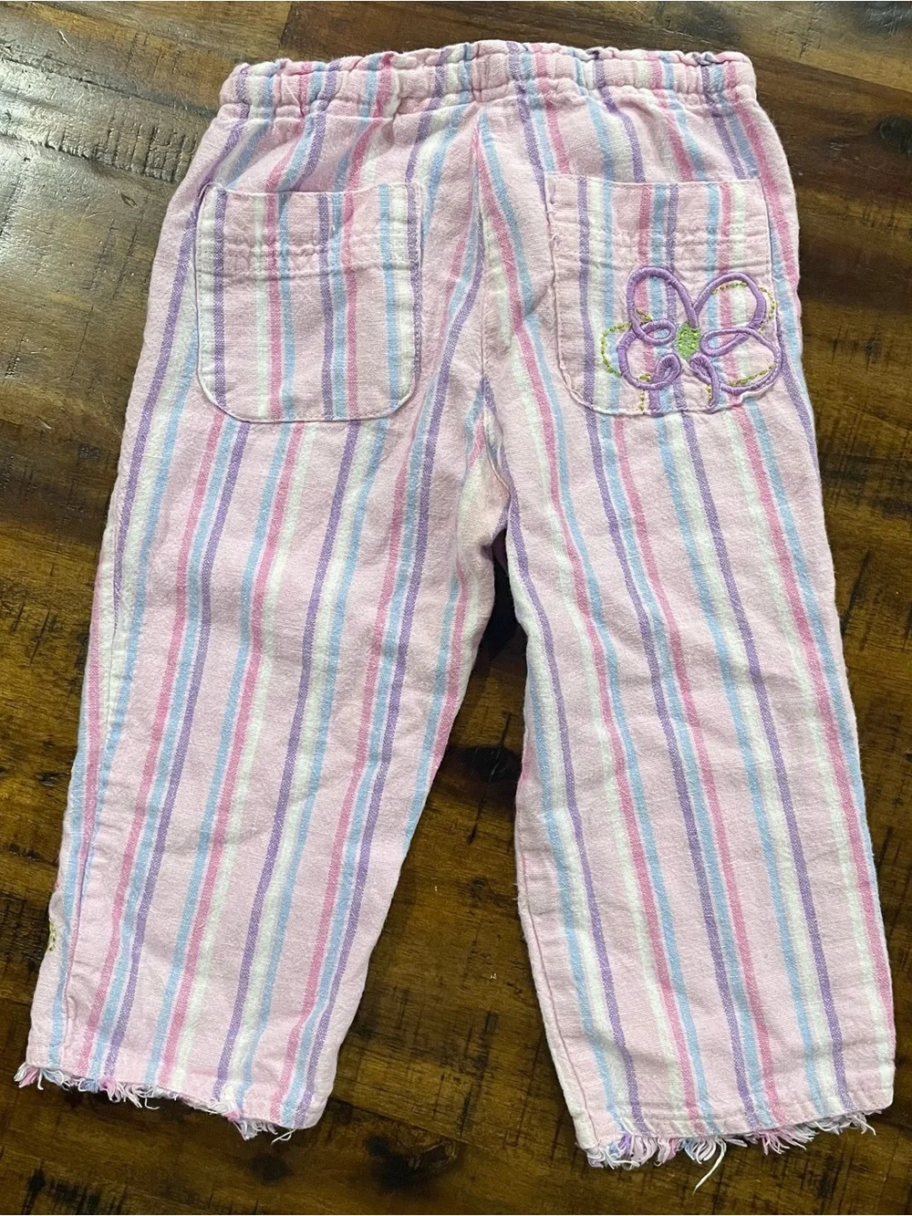 Vintage 2003 Barbie Y2K Pink Striped Embroidered Pants Size 4